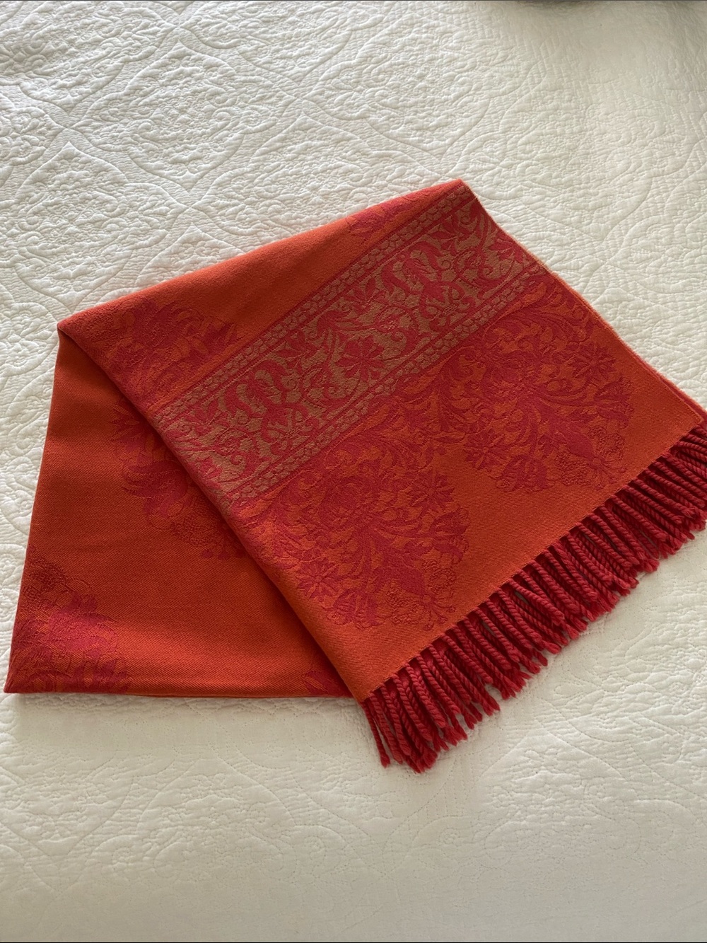 Women's Cecchi e Cecchi Italian Wool Shawl in burnt orange color way